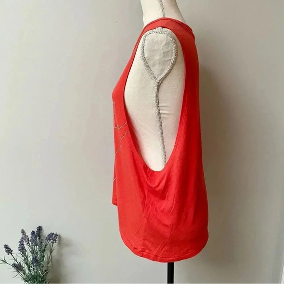 Nike Coral Red Racerback Tank Top Medium Block Logo Activewear Shirt - Picture 10 of 11